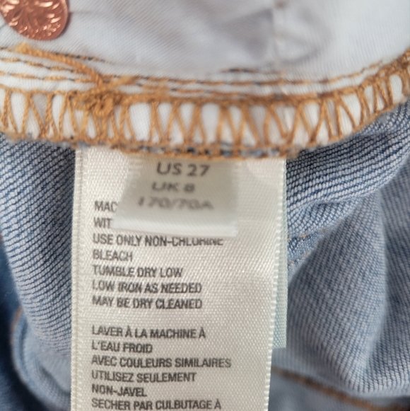 Free People Irreplaceable High Waist Button Wide Flare Jeans 70s Denim Blue 27 - Picture 5 of 6